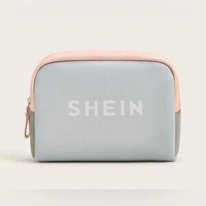 SHEIN Logo Print Colorblock PU Cosmetic Bag Purse